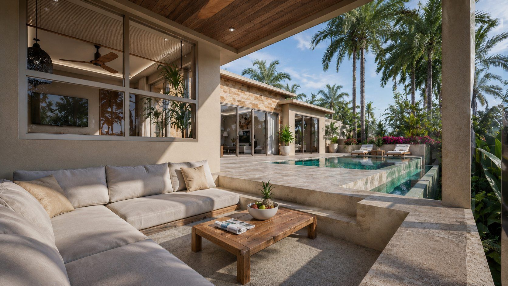 Terrasse et piscine — vue d'artiste