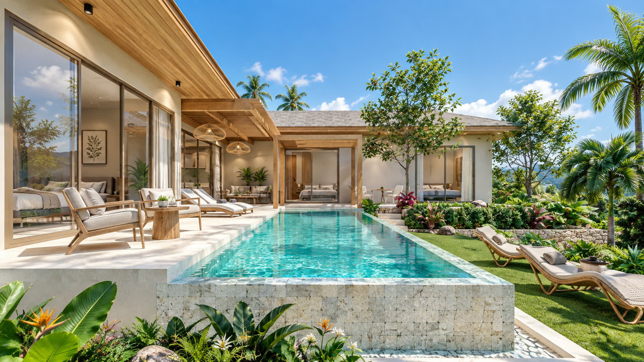 Terrasse et piscine à débordement, Palm Sea View