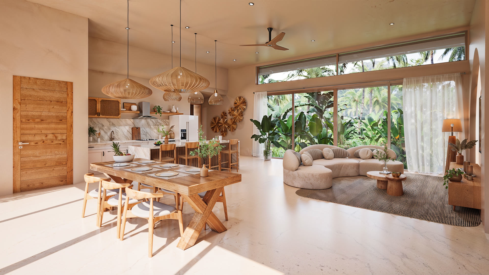Salle à manger extérieure au bord de la piscine, villa Terra Mare